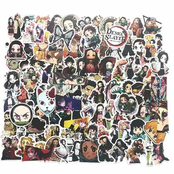 

100Pcs/Set Anime Demon Slayer Sticker Decoration Waterproof PVC Skateboard Luggage Motorcycle Guitar Kid Boy Sticker