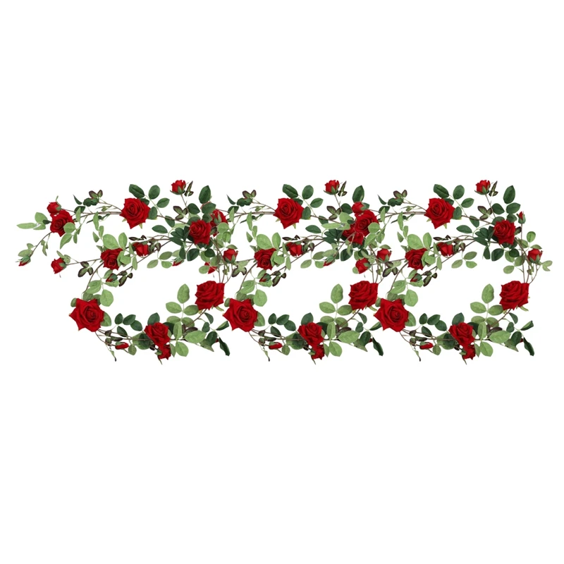 

3 Pack 180cm Artificial Flowers Rose Ivy Vine Wedding Decor Real Contact Silk Flower Garland with Leaves for Home Hanging Decor