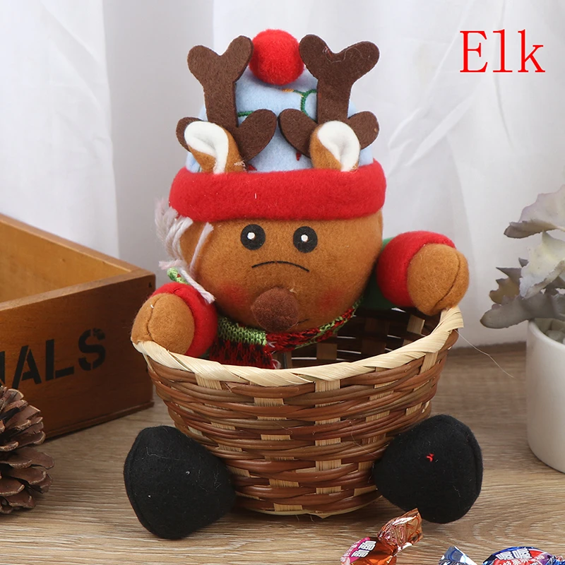 Christmas Candy Storage Xmas Gift Holder Basket Home Desktop Decor Santa Claus - Color: EK