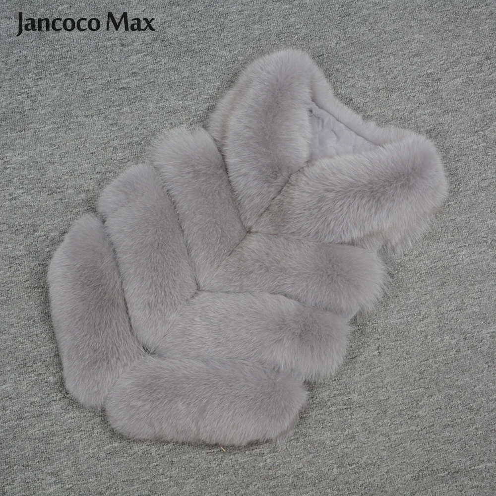 Jancoco Max 12 цветов топ мягкий толстый натуральный Лисий мех жилет 4 ряда женская
