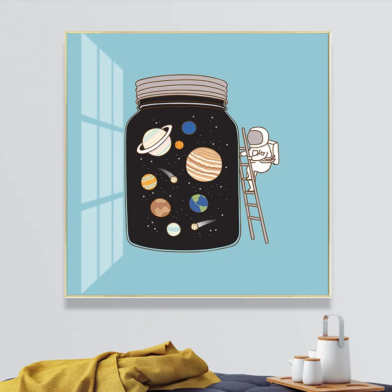 

Astronaut painting pictures, art posters and prints, starry sky, living room home decoration, wall decoration abstract art