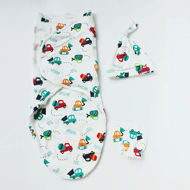 Car Set 3 шт./компл. ребенка пеленать+ Кепки+ перчатки для хлопок мягкие пеленки для новорожденных детские пеленки Одеяло Обёрточная бумага хлопкоывй, спальный мешок - Цвет: Car Set