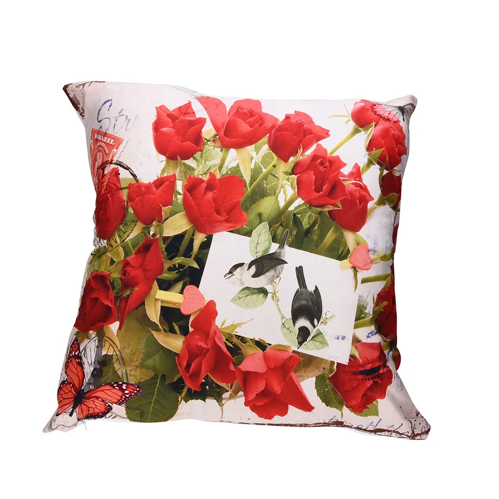 leaf square Cushion Cover Colorful Print Pillow Cases Polyester Sofa Car seats Cushion Cover Home cojines decorativos наволочка - Цвет: H