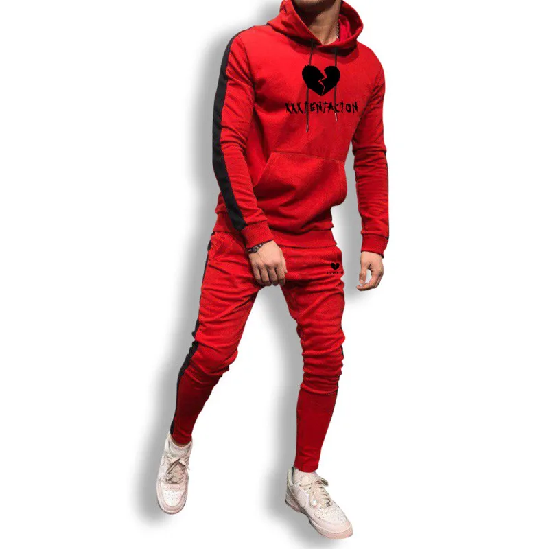 Новинка брендовый спортивный костюм мужское термобелье Love men XXXTentacion спортивные комплекты флисовое плотное худи+ штаны спортивный костюм
