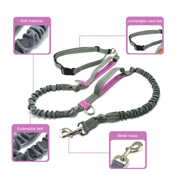 

Hot 150cm Pet Leashes Running Dog Leash Rope Outdoor Reflective Retractable Dog Walking Traning Leash Dual Bungees with Waist Be