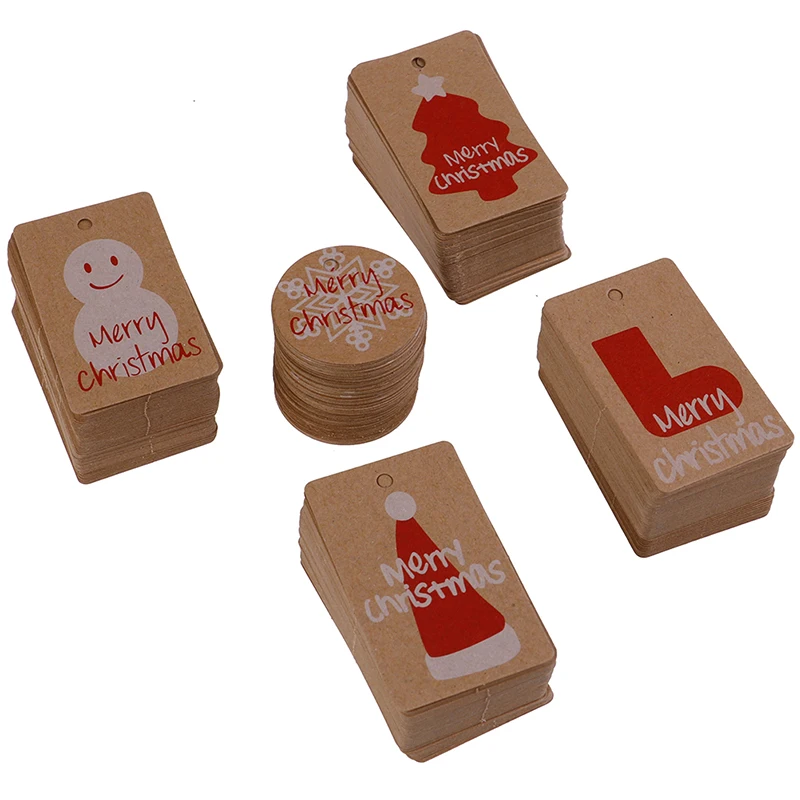 100 шт Рождественская шляпа снеговик шаблон крафт бумажные бирки ручной работы Счастливого Рождества DIY ремесло бирка Подарочная Упаковка Этикетки сувениры
