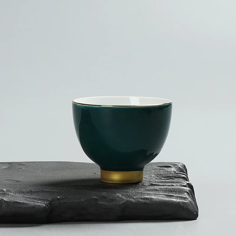 6 шт., радужная чайная чашка, Китайский Цзиндэчжэнь, керамическая пигментированная чашка, ручная роспись, золотая линия, чайная чашка, чашка для вина