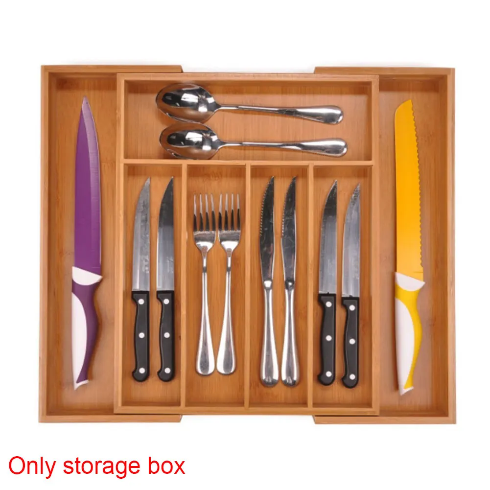 Organizer Drawer Expandable Office Eco-friendly Fork Accessories Bamboo Home Use Kitchen Cutlery Tray Storage Box Practical