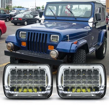 

5x7 LED Headlight with DRL Square 6x7 Truck Headlamp For Je-ep 1984 to 2001 XJ Cherokee 1987 to 1995 YJ Wr-angler