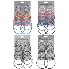 עגיל 6 זוגות\חבילה אופנה Oversize גדול מעגל חישוק עגיל סט נשים פשוט עגול עגילי מסיבת תכשיטי מתנה סיטונאי(China)