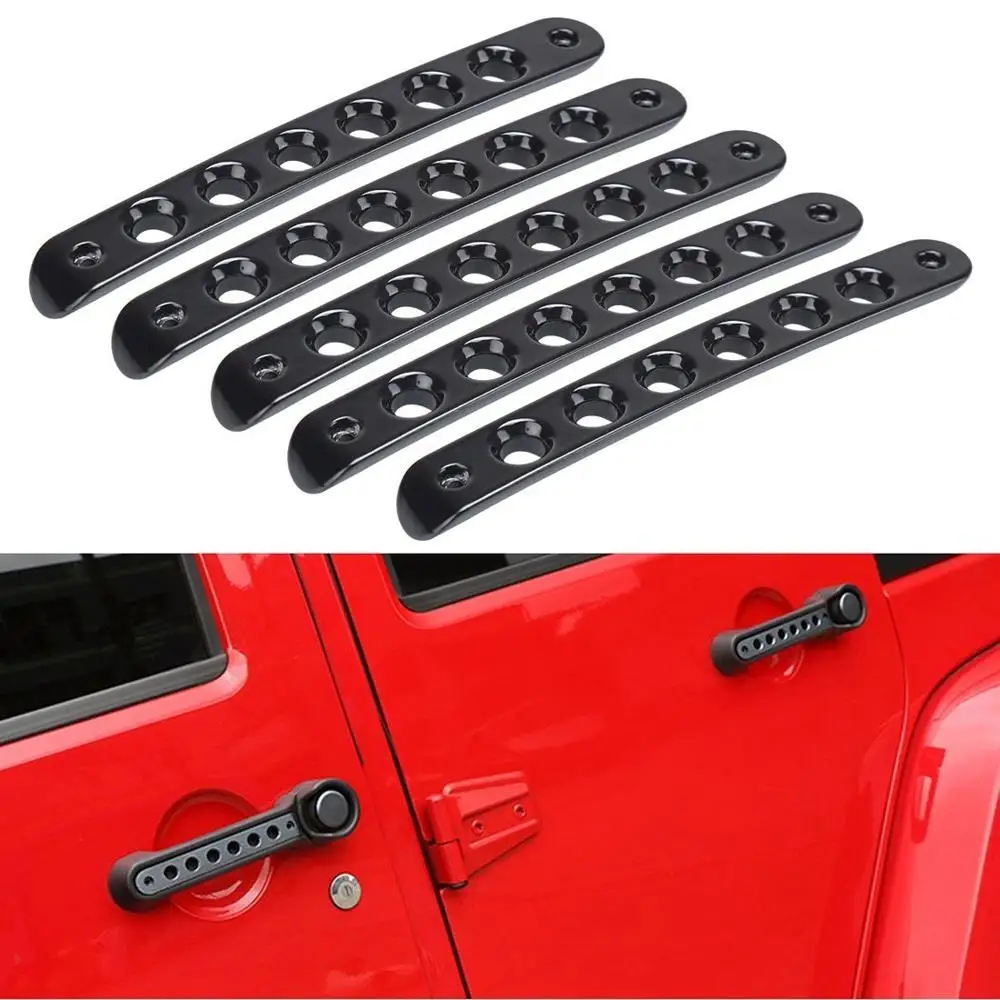 5pcs set black Черная, красная, серебряная дверная ручка Вставка Крышка для Jeep Wrangler JK 2 двери 4 двери 2007 - Цвет: 5pcs set black