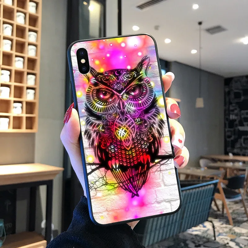 Hewan Burung Hantu Di Pohon Baru Tiba Hitam untuk iPhone 8 7 6 6S Plus X XS MAX 5 5S SE XR 11 11pro Promax Ponsel