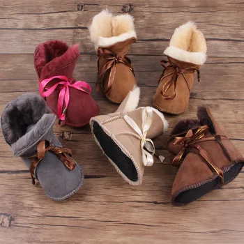 

2020 Baby Winter Shoes Girls Boys Snow Boots Sheep Leather and Sheep Fur Boot Infant Ski Warm Footwear