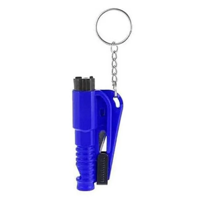 Mini Safety Hammer Keychain Car Window Glass Breaker Seatbelt Cutter 2 In 1 Portable Spring Type Escape Hammer Auto Rescue Tool Blue