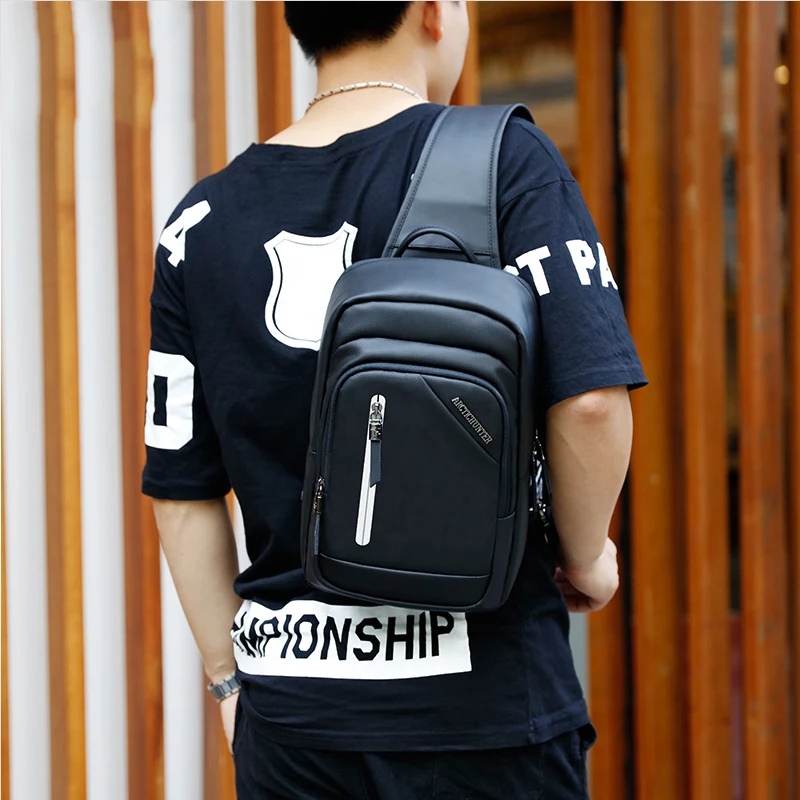 Мужская нагрудная Сумка Многофункциональная модная usb зарядка