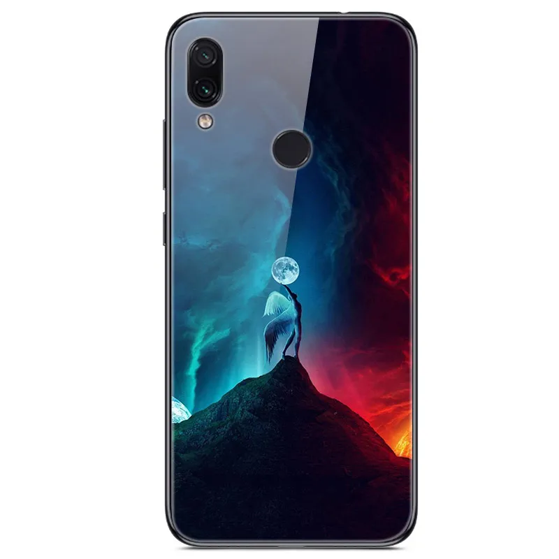 Чехол из закаленного стекла для Xiaomi Redmi 7, чехол с изображением планеты космоса, стеклянный чехол для задней панели, чехол для Xiaomi Redmi 7, чехол для Redmi 7, Redmi7, 6,26 дюйма - Цвет: 44