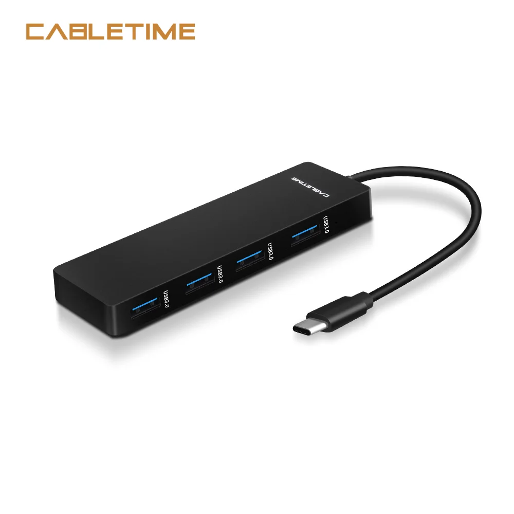 Cabletime 4 Ports USB 3.0 HUB Slim Data Type C Hub for Mac Pro/mini