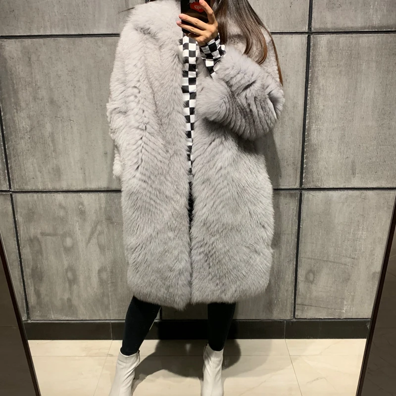Пальто с мехом длинное женское натуральное пальто из настоящего меха лисы пальто с мехом с длинными