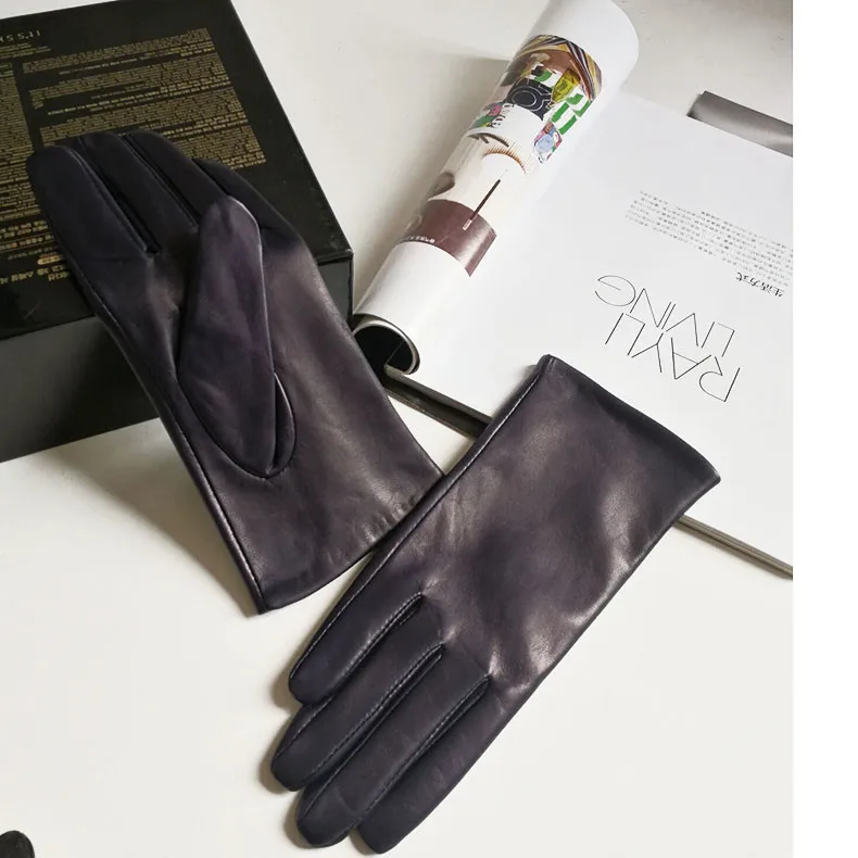 Женские перчатки Модные простые базовые стильные импортные овечья кожа из натуральной кожи дамские перчатки для вождения с сенсорным экраном DZZP03