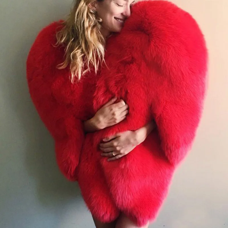 Красное плюшевое пальто шаль из искусственного меха пушистая Зимняя Толстая куртка Роскошная модная Высококачественная элегантная женская одежда в русском стиле