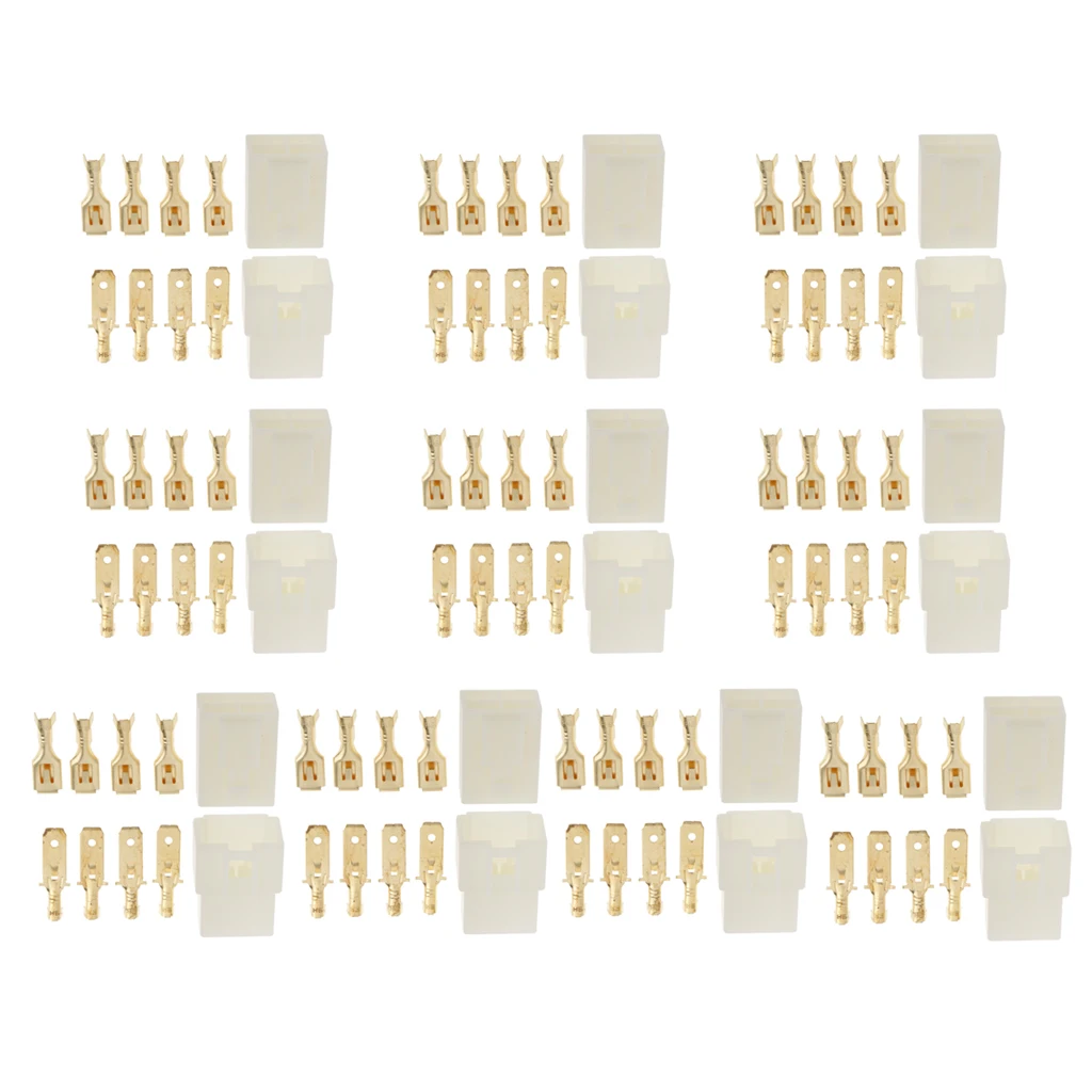 10 Pieces 4 Pin 6.3mm Crimp Terminal Cable Locking Male Female Connector Kit