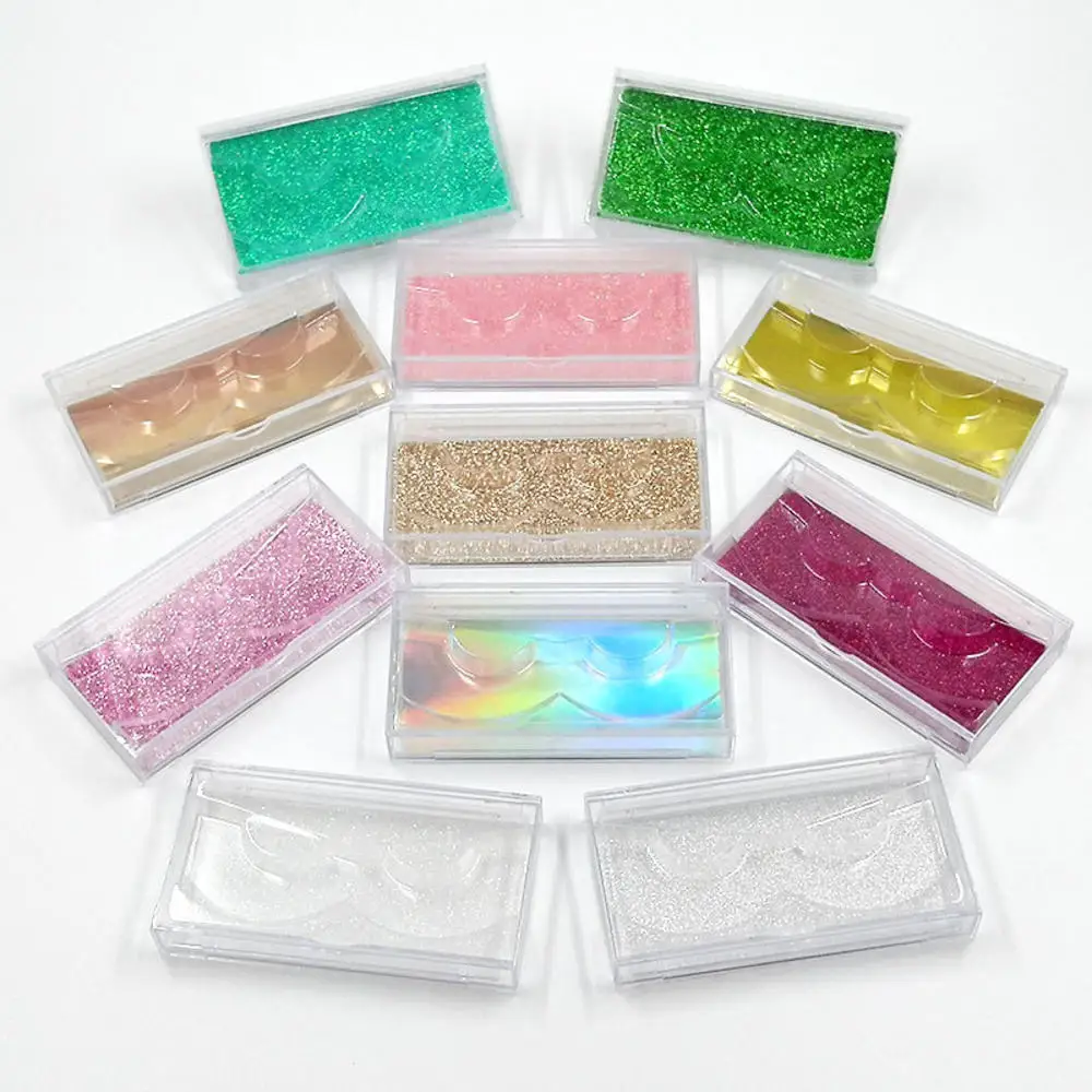 

Portable Acrylic False Eyelashes Packaging Box 3D Fake Mink Lashes Boxes Faux Cils Transparent Case Trays Empty Eyelash Storage