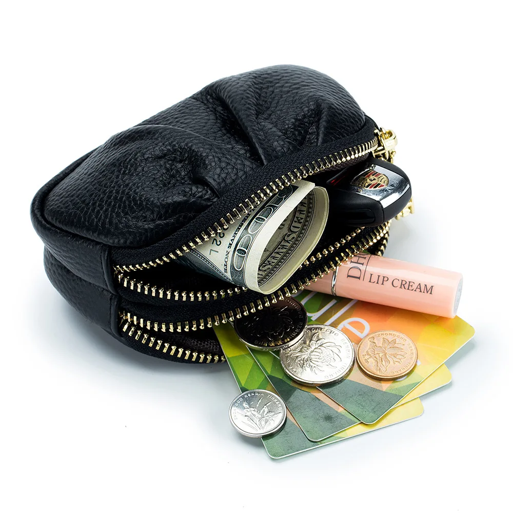 Luxury Clouds Designer Genuine Leather Pleated Bag Women Coin Purse Double Zipper Change Wallets Fashion Women Housekeeper Card