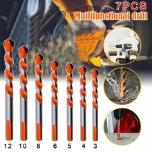 

5/7Pcs Drill Bits 3/4/5/6/8/10/12mm Construction Drill Bit Multi-Functional Bits Set For Tile Glass Ceramic Marble