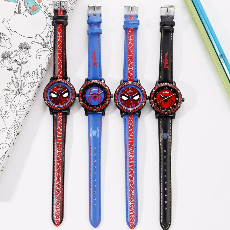 Марвел, Мстители, паук-мужчины супер герой детство мечта Дети Япония кварцевые часы PU Группа водонепроницаемые часы Дисней детские часы