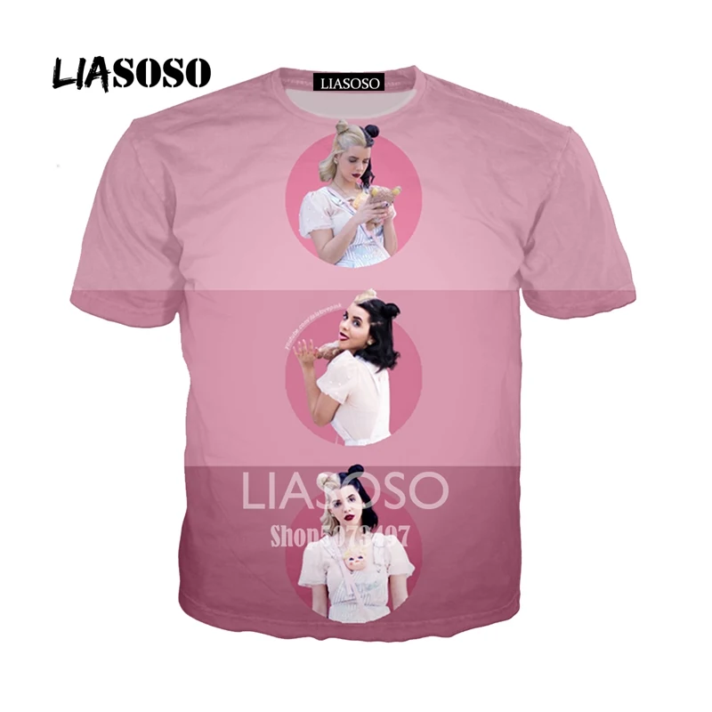 LIASOSO New 3D Color Printing Singer Melanie Martinez Women Men T-shirt Casusl Fashion Summer O-Neck Short sleeve - Цвет: 4