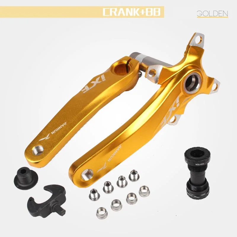 IXF 104 BCD MTB Кривошип горного велосипеда алюминиевый сплав левый и правый коленчатый вал колеса велосипеда шатун части горного велосипеда - Цвет: Gold Wth BB