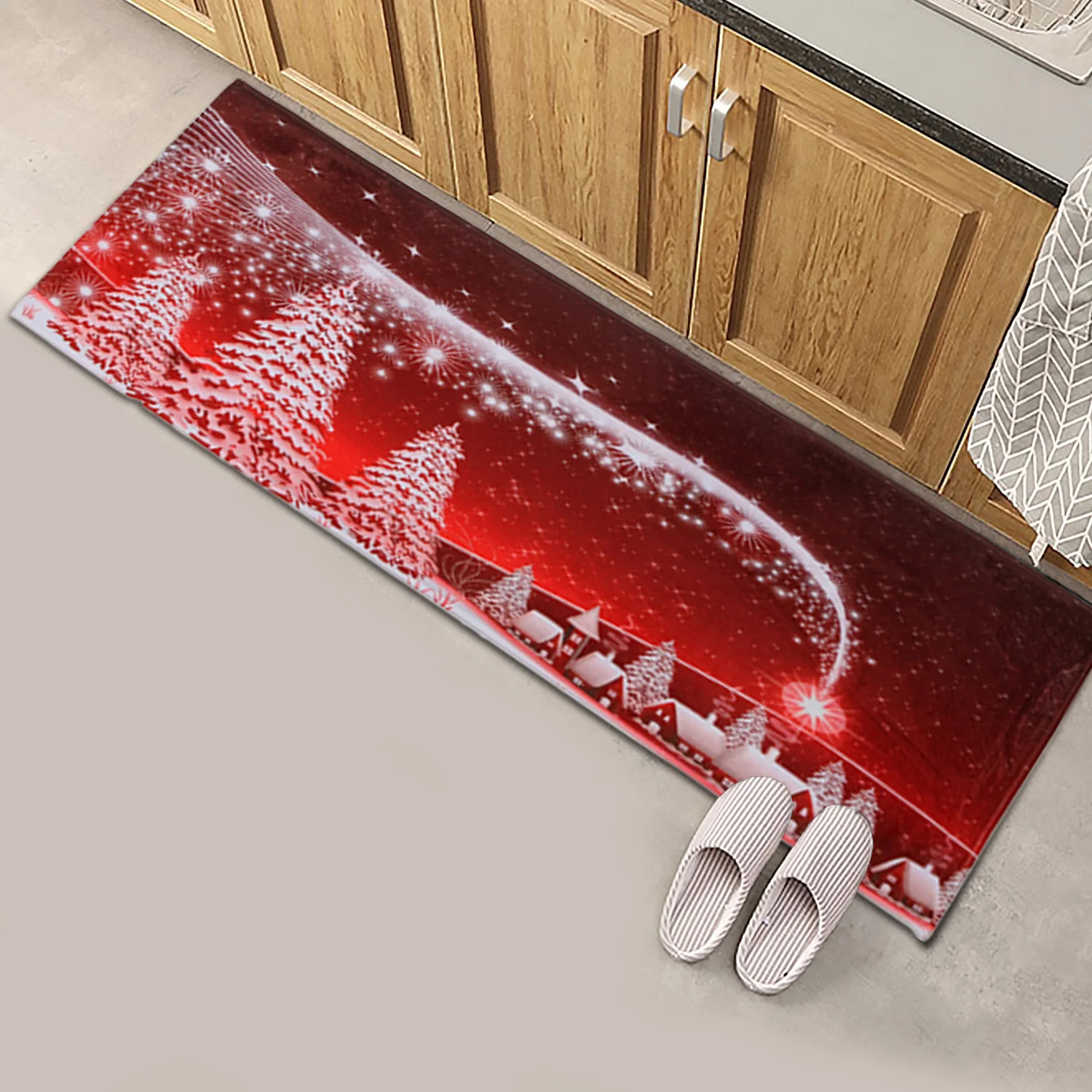 Behogar 60x180 см нескользящий половик из ворсистого флиса безопасности пола двери коврик подкладка для коврика ковер для дома кухни комнаты рождественские украшения