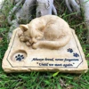 Regalos para alcantarillas recuerdo de gato piedras con un 3-D gato durmiendo en la parte superior de impresión de la pata piedra Memorial para mascotas tumba marcadores jardín de piedras ► Foto 2/6