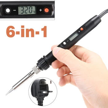 

80W LCD Electronics Soldering Iron Adjustable Soldering Iron Pen AC240-220V 50Hz Welding Tool Kit With 5Tips Digital Control UK