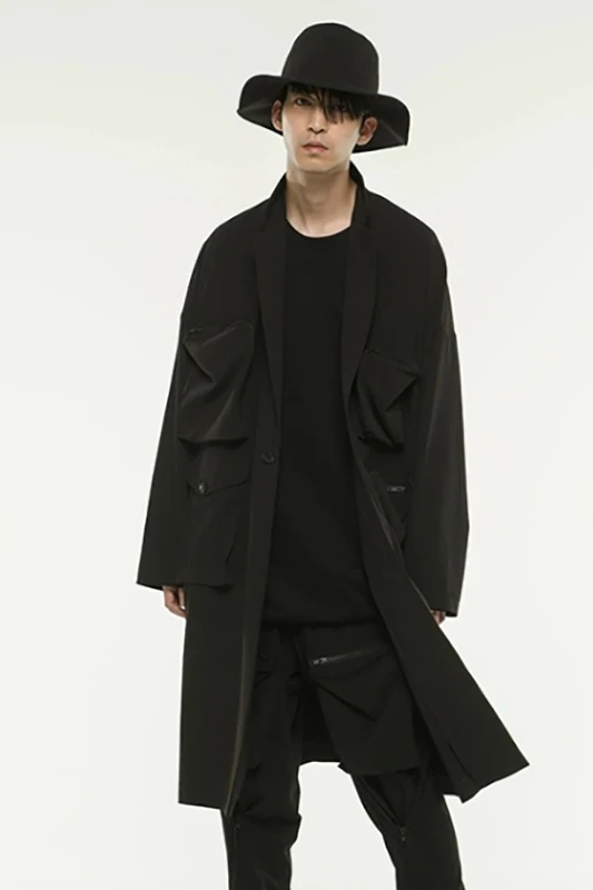 S~ 6XL! Настраиваемая новая мужская одежда модное сценическое шоу Yamamoto с капюшоном свободный оверсайз рукав летучая мышь плащ пальто