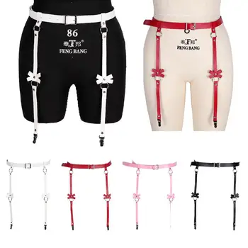 

Punk Goth Bow Suspender Stockings Thigh Cage Waist Belts Adjustable Sexy Leg Festival Rave Lingerie Garter Belt Body Harness