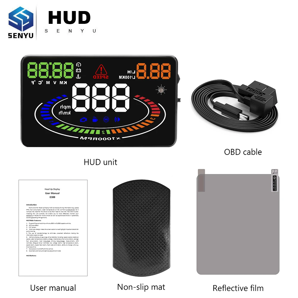 HUD голова манекена вверх дисплей E300 Автомобильный gps E300 OBD OBD2 диагностический инструмент проектор Цифровой скорость метр автомобиля скорость охранной сигнализации