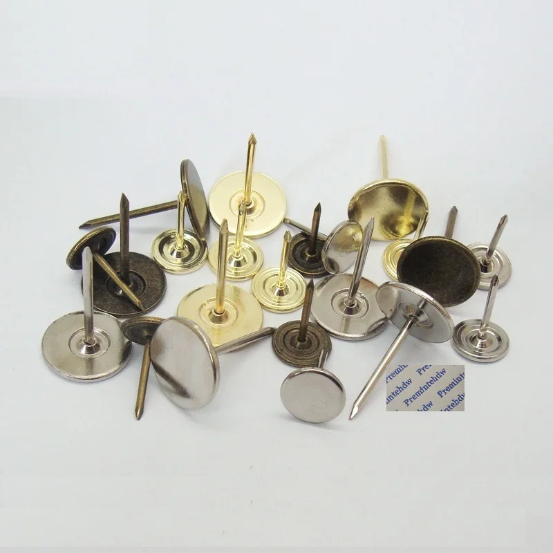 100 Pezzi Tondi A Testa Piatta Mobili Tappezzeria Chiodi Borchie Chiodi Oro Argento Bronzo