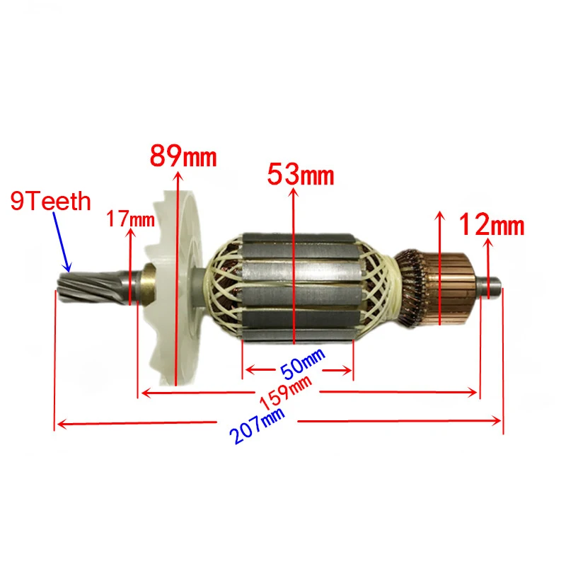 AC 220-230V Demolition Hammer Motor Rotor for Hitachi 9 Tooth 360286E H65SB2 H65SD2 H65SD H70SD H70SA Rotor Accessories scx 10 motor plate big tooth protective cover group scx 10 climbing car alloy motor plate big tooth protective cover group