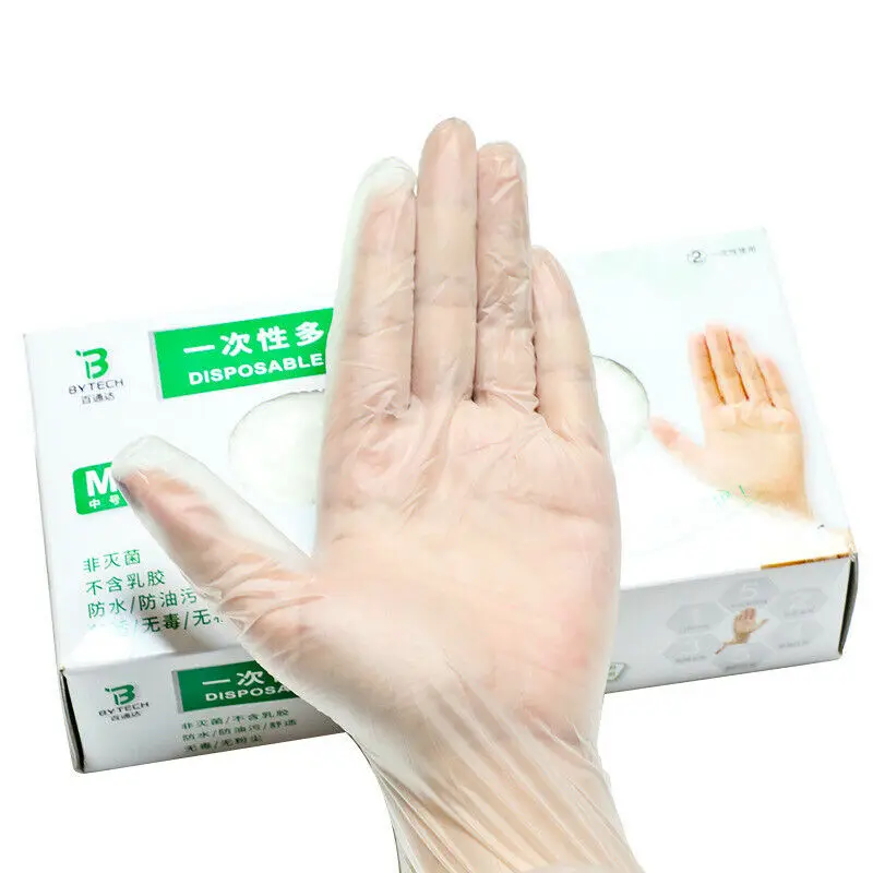 

100pcs Disposable Clear Polythene Gloves Plastic Food Safe Cleaning Gloves Disposable Gloves