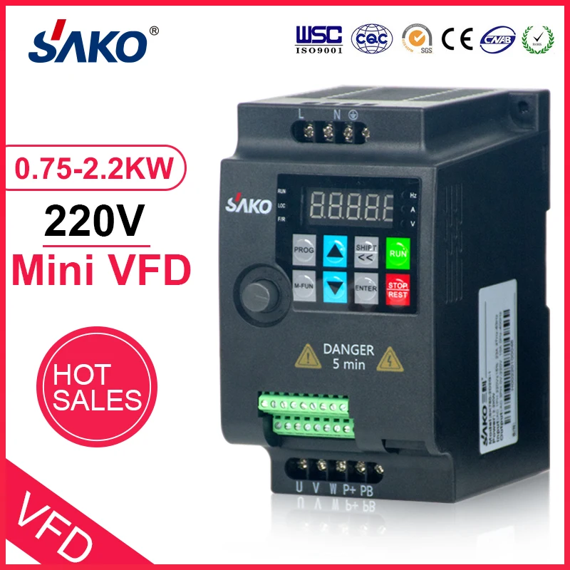 SAKO SKI780 220 в кВт/кВт 1HP Мини VFD преобразователь переменной частоты для управления скоростью двигателя инвертор частоты