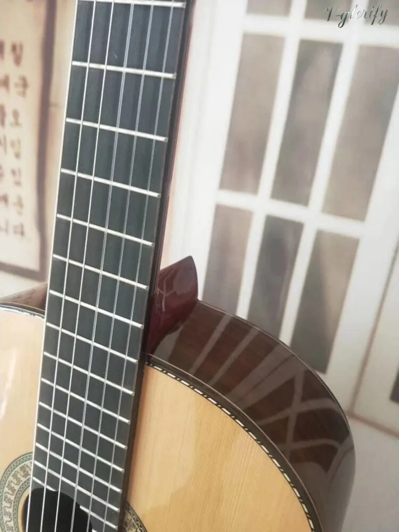 Полный из твердых сортов древесины, Классическая гитара santos rosewood задняя и боковая полноразмерная Высококачественная головка для настройки натурального цвета с бесплатным жестким корпусом