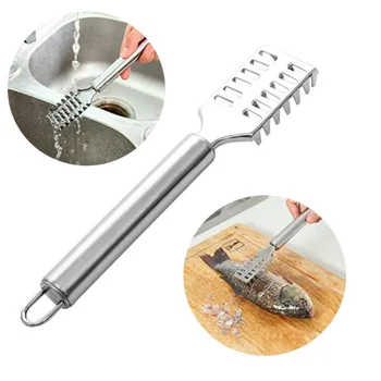 

Stainless Steel Fast Cleaning Fish Scale Peeler Seafood Crackers Picks Fish Scaler Scraper Fish Skin Remover Tools