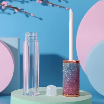 

6ml Rainbow Lip Gloss Tube Colorful Diamond Cap Moire Empty Clear Lip Balm Liquid Lipstick Bottle Cosmetic Packaging Containers