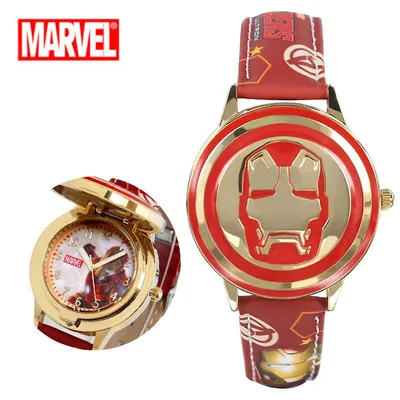 Marvel Comics Железный человек "Marvel Мстители" мультфильм мальчик ребенок студент флип щит Железного человека электронные часы