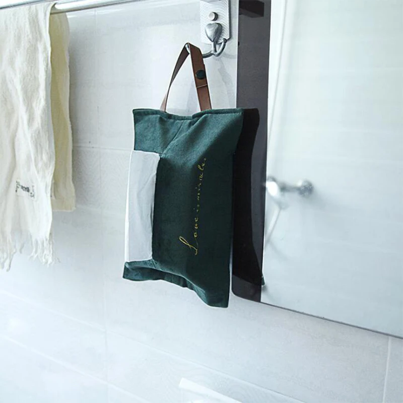 Hanging Fabric Tissue Case Box Container Velvet Home Car Towel Napkin Papers Bag Holder Table Decoration | Дом и сад