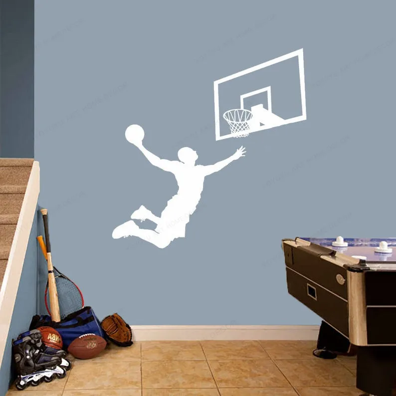 

Basketball Player Backboard Wall Decal Backboard removable Wall Art mural basketball wall sticker for home decor JH119