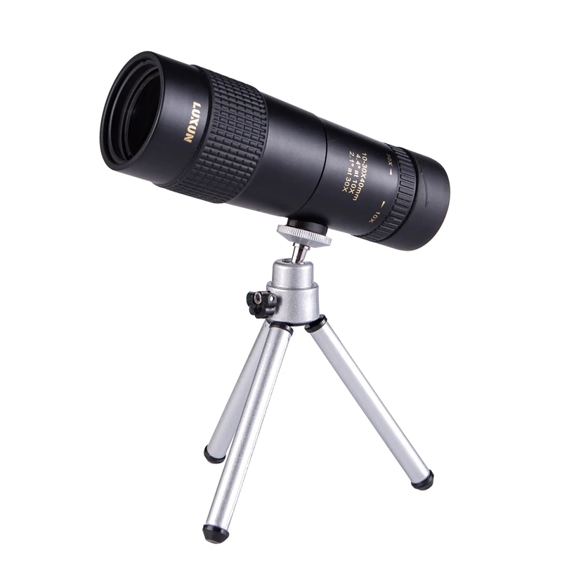 Luxun 10-30x40 Zoom Monocular Telescope High Power FMC BAK4 Prism Zoom Lens Stretch Pocket with Tripod