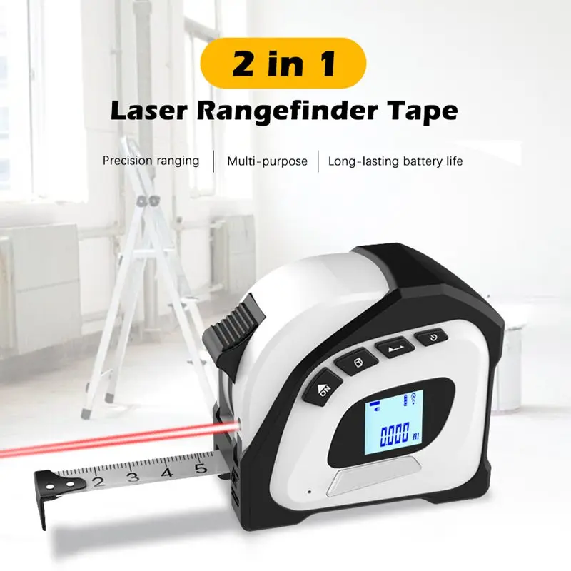 

2 In 1 40m Dual Digital Laser Rangefinder Tape Measure Measuring Tool Multifunctional LCD Display USB Laser Distance Meter