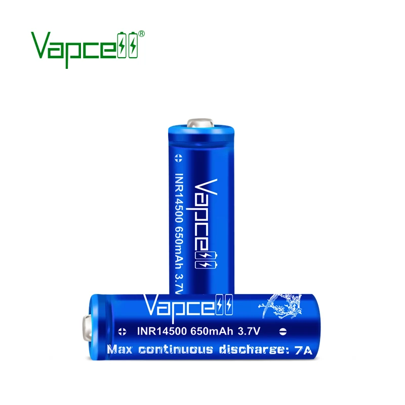 1usd купон высокой мощности Vapcell Кнопка top INR14500 650mah 7A 3,7 V литий-ионная аккумуляторная батарея для фонарей